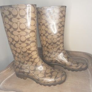 Coach brown Signature Rain Boots